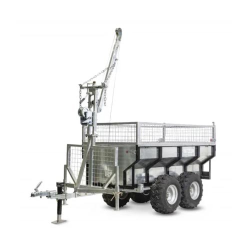 Remolque de 1000 kg con caja galvanizada y grúa